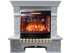 Каминокомплект Interflame Экстер сланец белый с очагом Panoramic 06 25 LED FX QZ